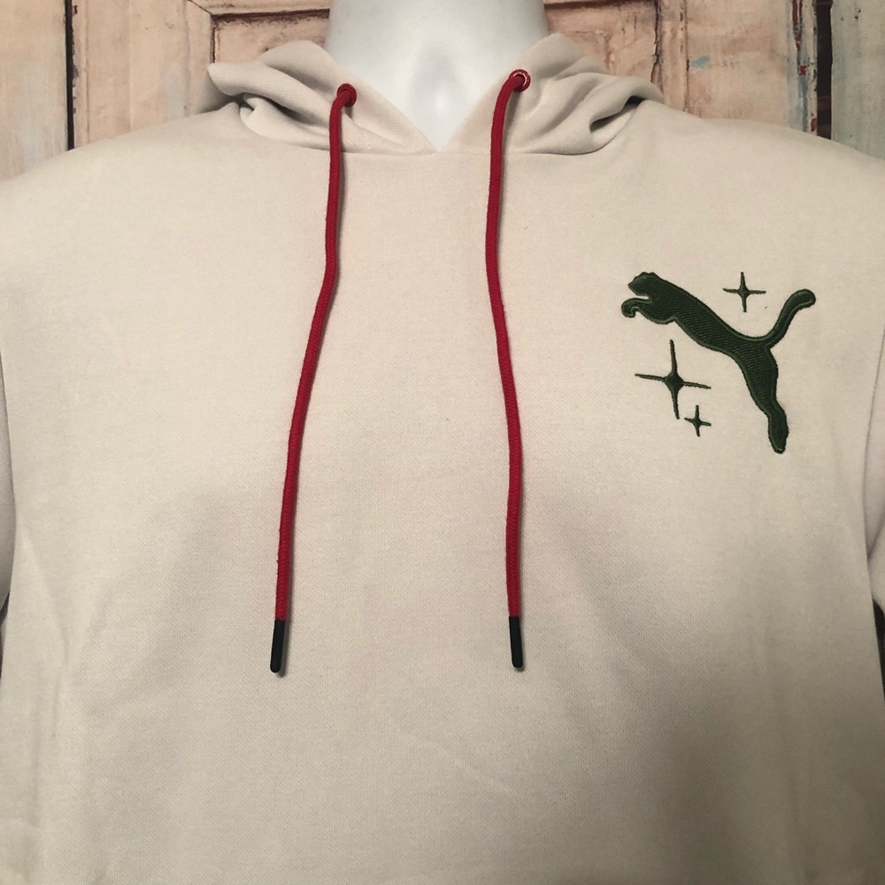 Puma Mens White Gray Nimbus Cloud Cash Only Hoodie Sweatshirt Sz Large - Picture 4 of 7